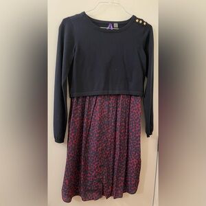 Maternity and Nursing friendly Seraphine Red and Blue Casual Midi Sundress